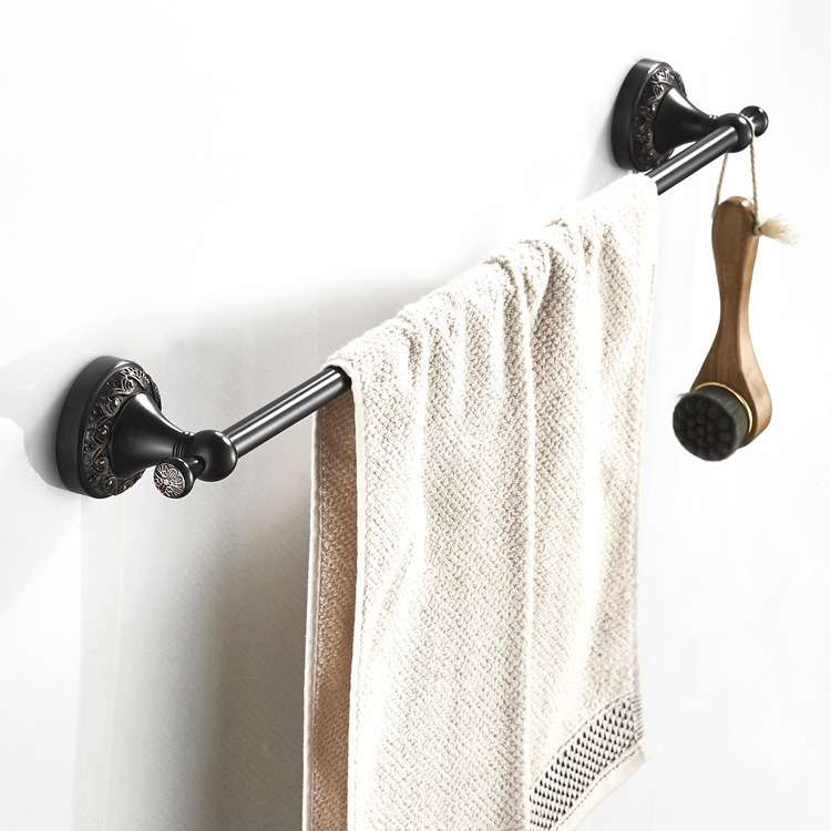 Massief Messing Zwart goud Badkamer Accessoires Set, Robe haak, Papierhouder, Handdoekstang, Zeepmand, badkamer Fitting Sets