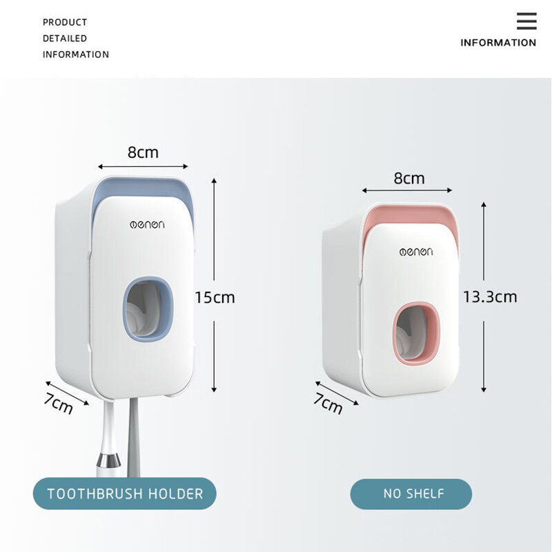 Automatic Toothpaste Dispenser Wall Mount Toothbrush Rack Toothbrush Holder Dust-proof Toothpaste Squeezer Bathroom Accessories