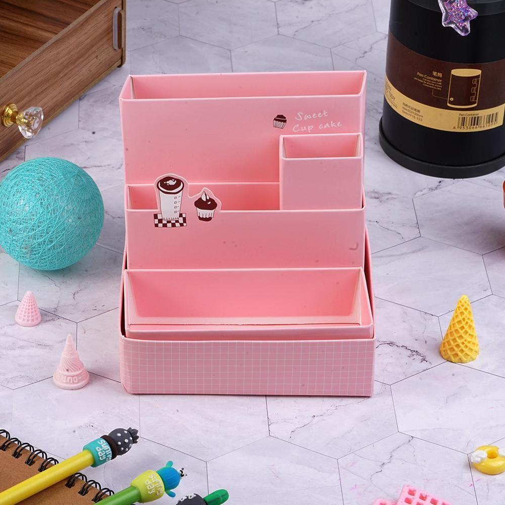 DIY Paper Board Storage Boxes Bins Office Organizer Desk Case Cosmetic School Stationery Makeup Tools R7P6