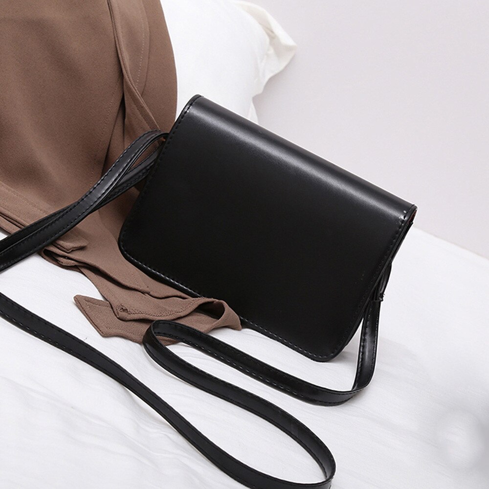 Women's Leather Simple Solid Handbag Small Shoulder Bags Crossbody Bags for Girls Messenger Bags