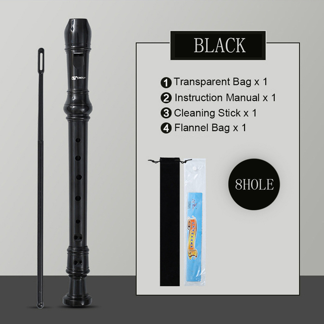 6/8 Holes Long Flute Soprano Recorder Flute Instrument For Children Educational Tool Beginner C Key Unique Sound Structure: BLACK 8 8Hole