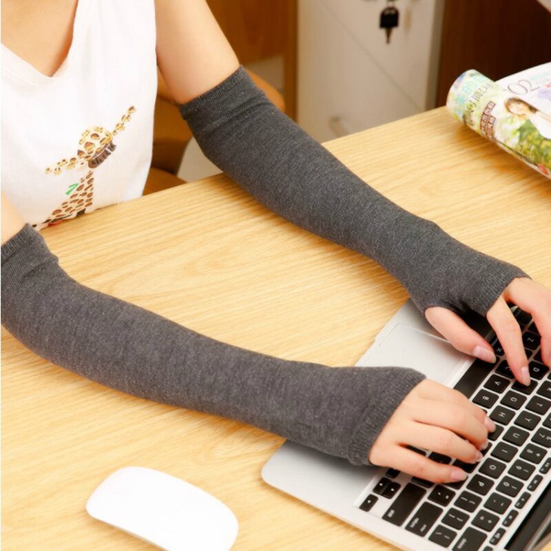 Armvärmare kvinnor cashmere randig solid varm vinter lång finger-mindre tjockare dam ärm match match fritid trendig chic kawaii