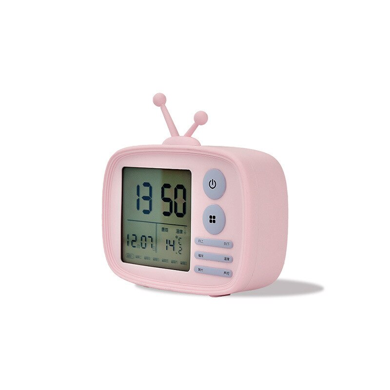 Originality Intelligence Led Digital Alarm Clock Usb Charge Children Student Sound Control Voice Sunrise Alarm Clock Awaken Lamp: pink colour