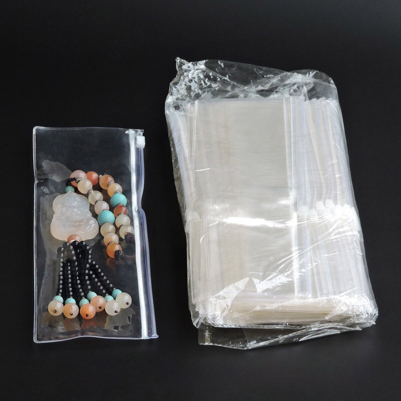 50pcs Clear Plastic Watch Band Packaging Bag PVC Long Necklace Jewelry Display Zipper Storage Pouches Thicken