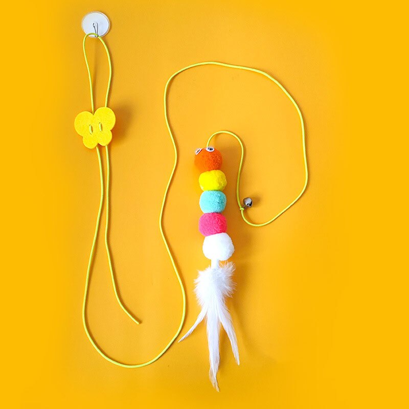Cat Toys Kitten Toys Jump Exercise Interactive Toy-Replaceable Door Elastic Rope Automatic Toy Funny Cat Teaser Stick Mouse Toys: Caterpillar