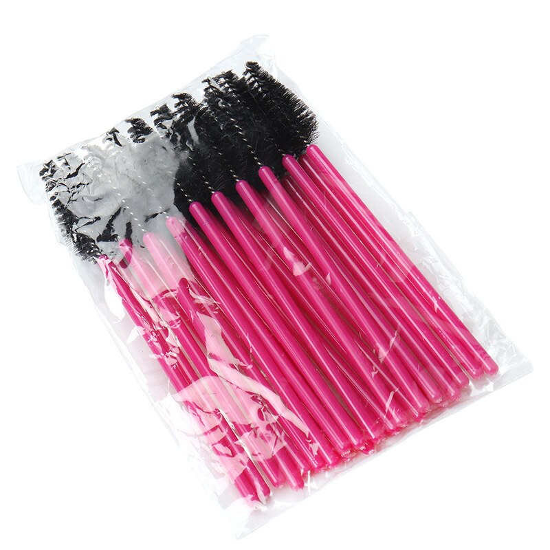 25pcs ciglia finte pennelli trucco Mascara bacchetta microbrush sopracciglio ciglia cosmetici applicatore strumento estensione ciglia: Rose black