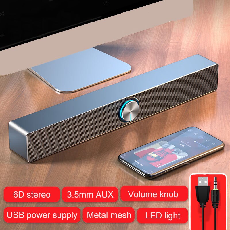 V-193 Tv Geluid Bar Aux Usb Bedrade En Draadloze Bluetooth Home Theater Fm Radio Surround Soundbar Voor Pc Tv computer Speaker