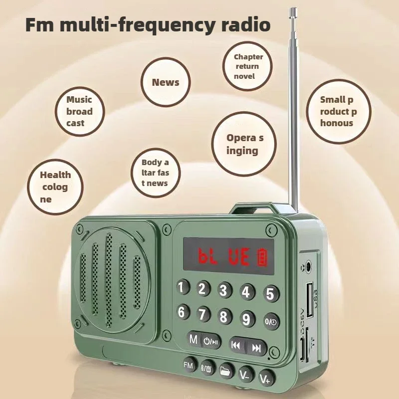 Radio FM portatile con altoparlante Bluetooth multifunzionale Inserimento scheda Radio Ricevitore Mini Am Fm Dab All Wave Digital Small