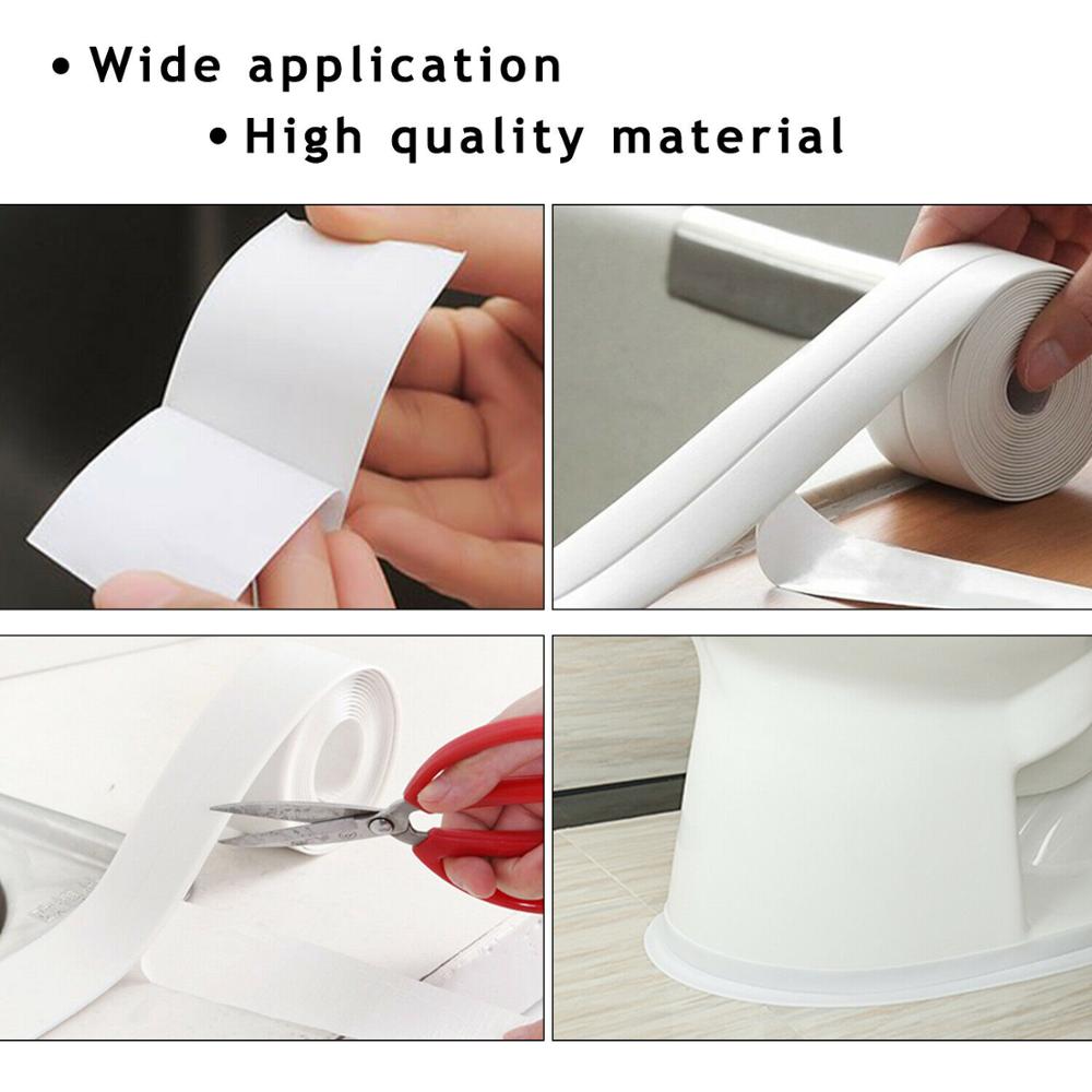 3.8 x 3.2m hjemmebadeværelse bruser køkken forseglingstrimmel tape selvklæbende resistent vandtæt forseglingstape bad caulk tape