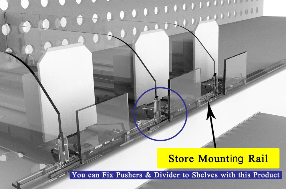 Store Mini Mounting Rail with foam tape PVC data strip for shelf pusher rail stopper Plastic T-rail