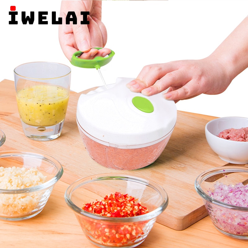 500ml Multifunction High Speedy Chopper Garlic Cutter Vegetable Fruit Twist Shredder Manual Meat Grinder Slicers Accessories