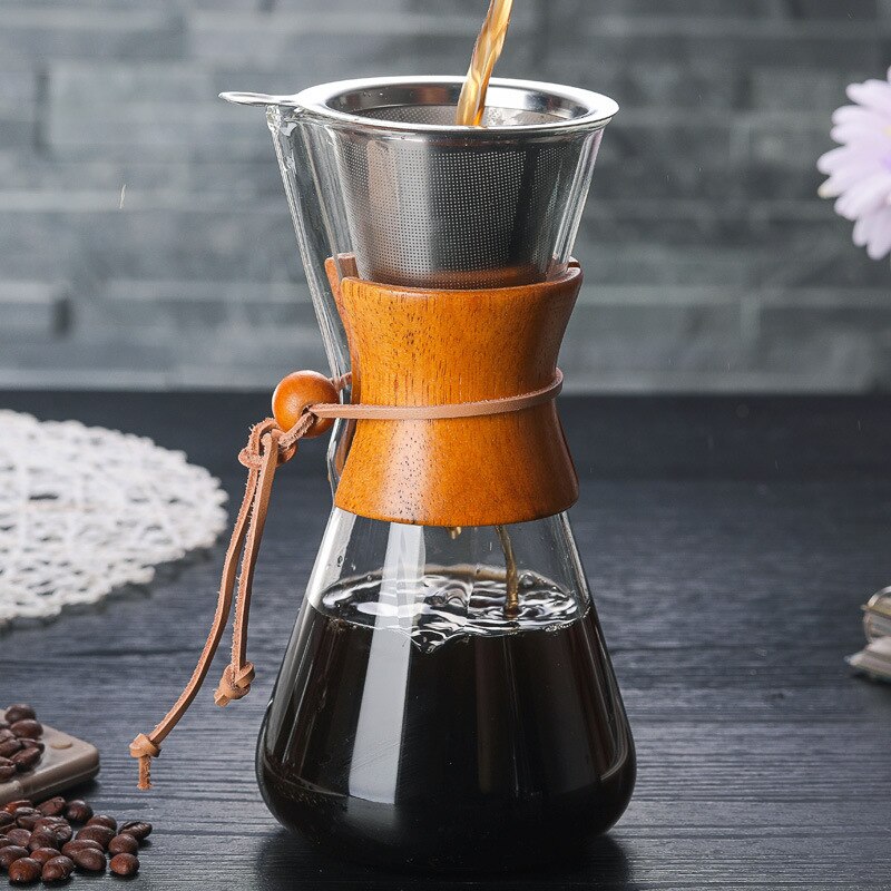 400Ml 600Ml 800Ml Slip Glas Koffiezetapparaat Koffie Pot Espresso Koffie Machine Met Rvs Filter Pot: 600ml With filter
