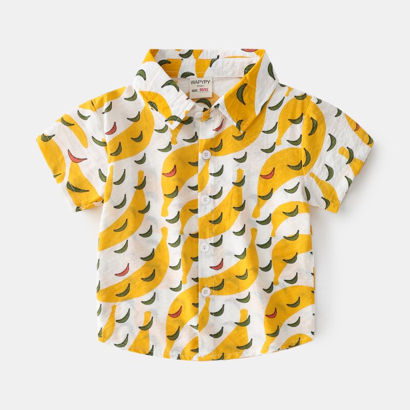Hawaje chłopięce koszule bawełniane dziecięce topy letnie dziecięce koszulki dziecięce ubrania fajne tkaniny: yellow / 6