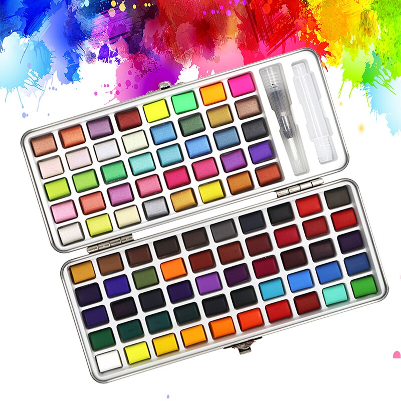 Juego de acuarelas profesionales de 50/72/90 colores, pintura para colorear con agua, práctica para dibujar, suministros de arte
