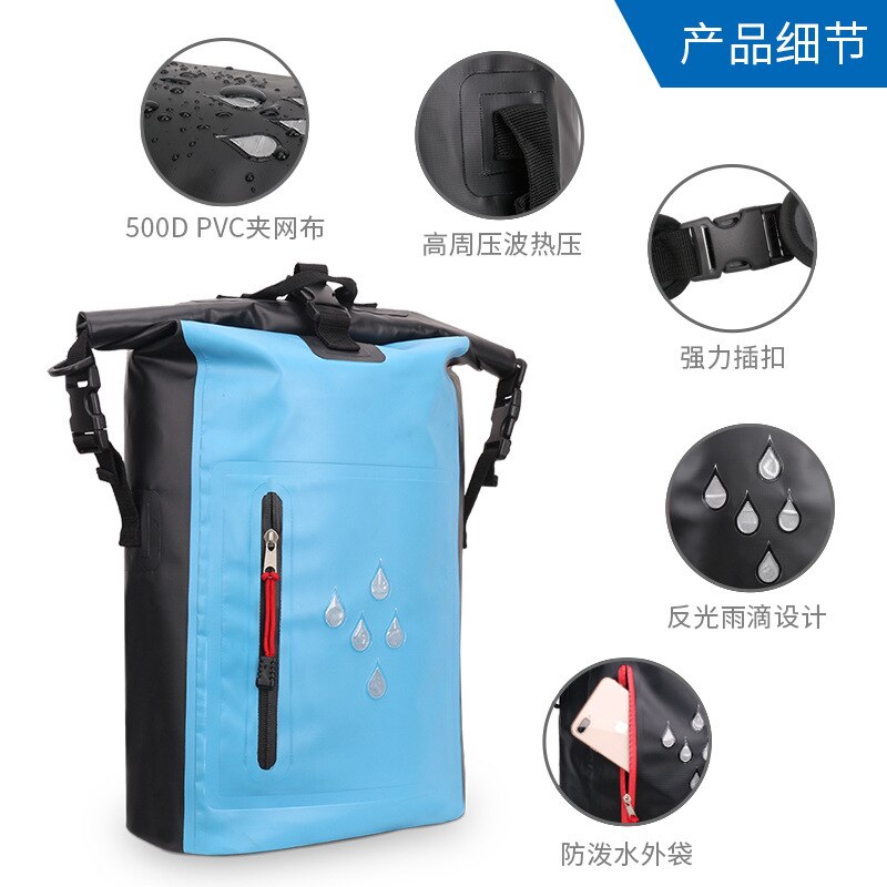 Zaini impermeabili borsa impermeabile doppia spalla in PVC con barili impermeabili riflettenti confezione da pesca sacco asciutto-40