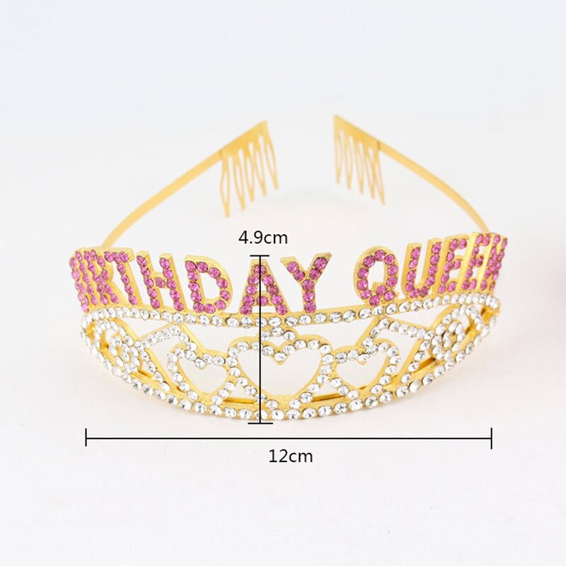 Crystal Rhinestone Birthday Queen Crown Tiara Headband for Women Girls 30th 40th 50th 60th Birthday Party Decoration Cake Topper