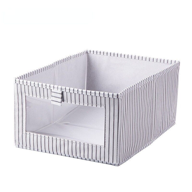 Caja de almacenamiento plegable de tela de lino y algodón para el hogar, organizador de juguetes, cesta de lavandería: A2