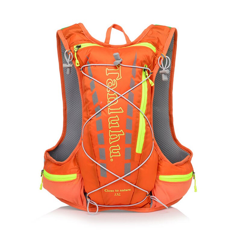 15L Drinkrugzak Rugzak Rugzak Tas Vest Harnas Fietsen Wandelen Camping Running Marathon Race Sport Voor 2L Waterzak: Orange