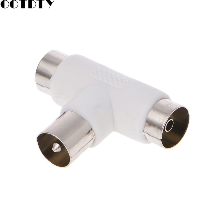 2 Way TV T Splitter Aerial Coaxial Cable Male to 2x Female Connectors Adapter