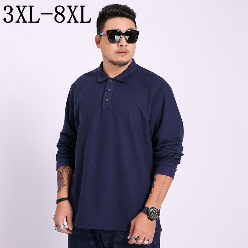 Plus size 5xl 6xl 7xl 8xl forårs business polo shirt herre langærmede mandlige poloer casual polo homme