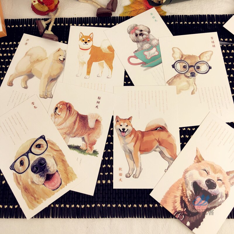 30 folhas/conjunto de cão em minha casa, estilo pintado à mão, cartão postal/cartão de visita/cartão de mensagens/presentes de natal e ano novo