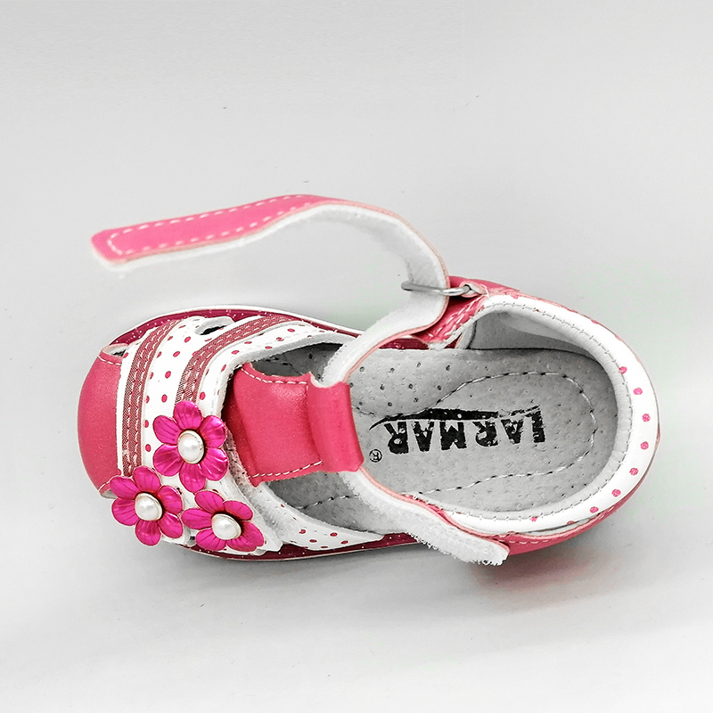 Sandalias ortopédicas para niña, zapatos antideslizantes con flores de perlas, cuero PU, 13-16cm de interior