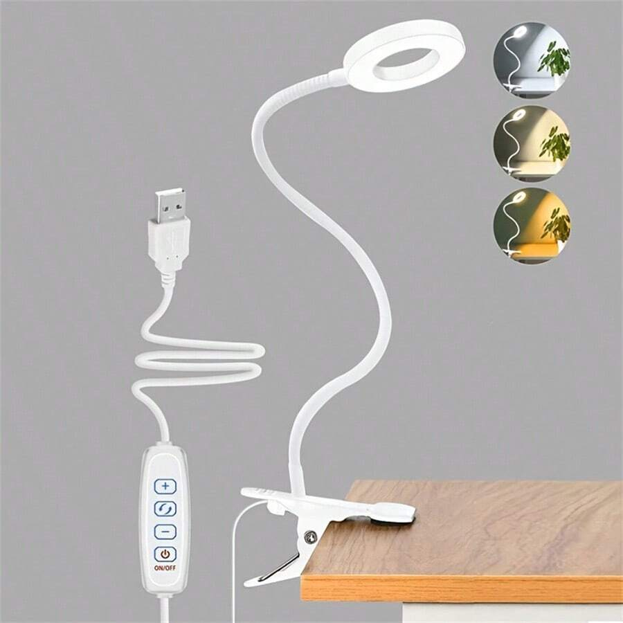 Flexibele zwanenhals ronde boeklamp Nachtlampje Boeklicht LED-leeslamp met klem 3 kleuren 23 led-kralen
