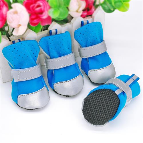 Waterdichte Hond Schoenen Warm Pet Winter Honden Schoenen Sokken Reflecterende Anti-slip Regen Snowboots Laarsjes Voor Kleine Honden katten Chihuahua: Blue / S