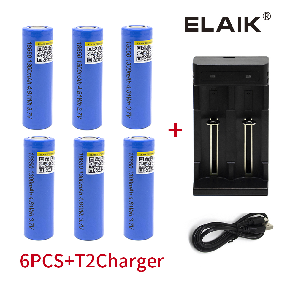 18650 1300 mah power lithium battery 3.7 V strong light flashlight rechargeable battery 1-10pcs batteries include charger set: SKY BLUE