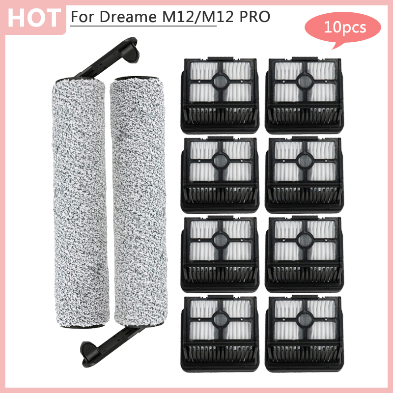 Replacement Scrubber brush Spare Parts For Dreame M12 H12 M12 PRO Robot Vacuum Cleaner Hepa Filter Road Washing Machine Home App: Burgundy