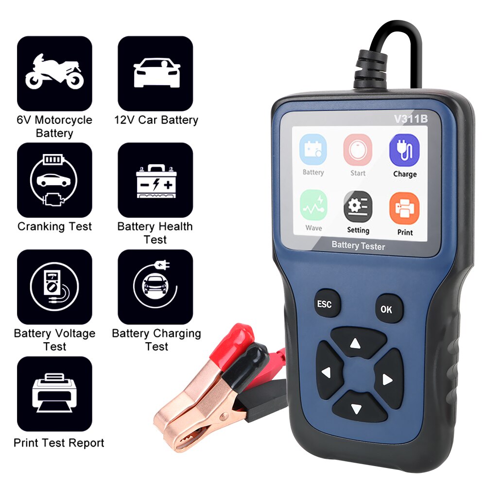12v carro carregador de bateria tester analyzer ferramentas automotivo v311b carregamento do carro circuito carga tester bateria teste 12v ferramenta de diagnóstico