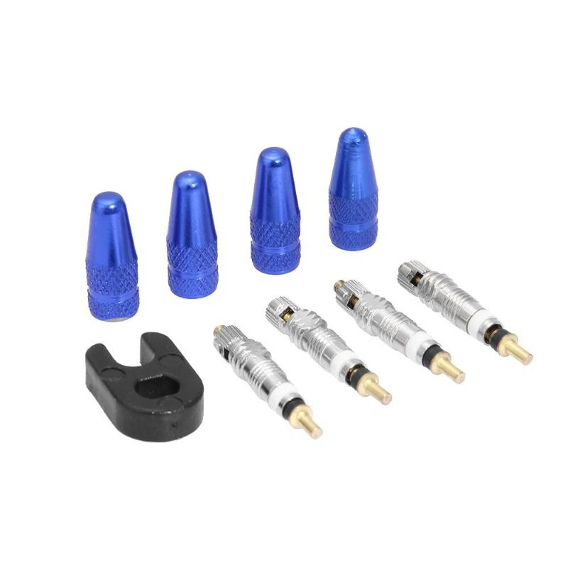 4pcs Presta Valve Stem Caps 4pcs Bike Valve Cores with Wrench Bicycle Tool Kit Bicycle Accessories