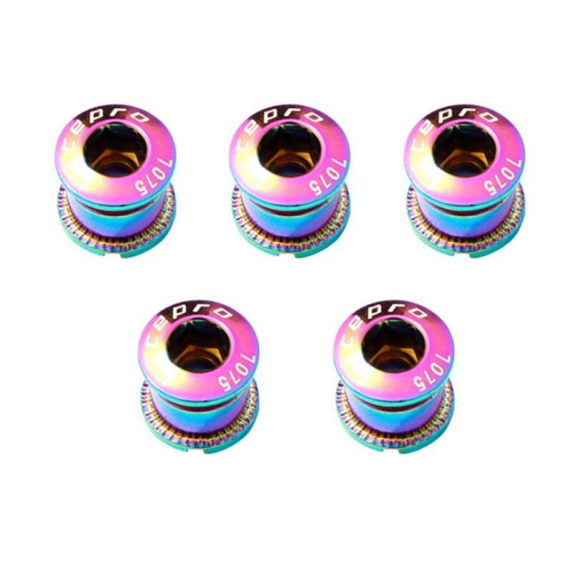 5PCS Single Chainring Bolts 7075 Aluminum Alloy M8 Crankset Single Chainwheel Bolts & Nuts Disc Screws For Road Bike MTB: 09 Color