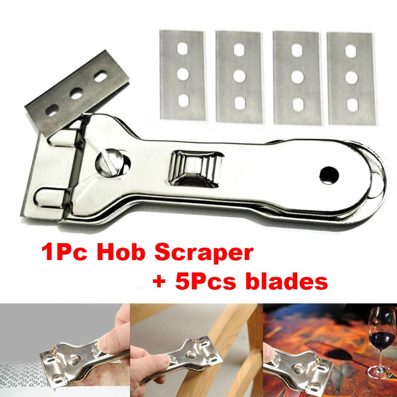 Multifunctionele Keramische Kookplaat Schraper Cleaner Remover Met 5 Stuks Reservemesjes Voor Reiniging Oven Fornuis Gereedschap Mes