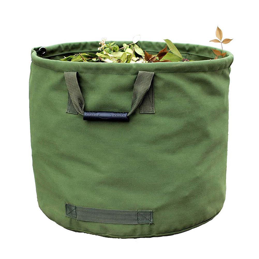 Groene Grote Tuin Bladeren Afval Trash Bag Canvas Camping Herbruikbare Opslag Container Duurzaam Grote Capaciteit Opvouwbare Draagbare