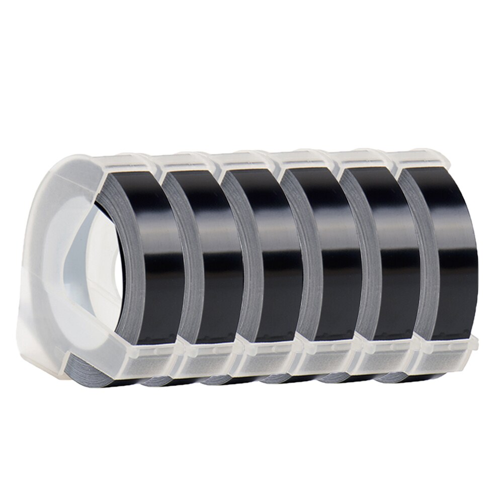 6 rollen Mehrfarbig PräGen Band 9MM Präge Etikett Band Nachfüllung Kompatibel für Motex E101 und DYMO 12965 Präge Etikett Hersteller: 6Rollen Schwarz Band