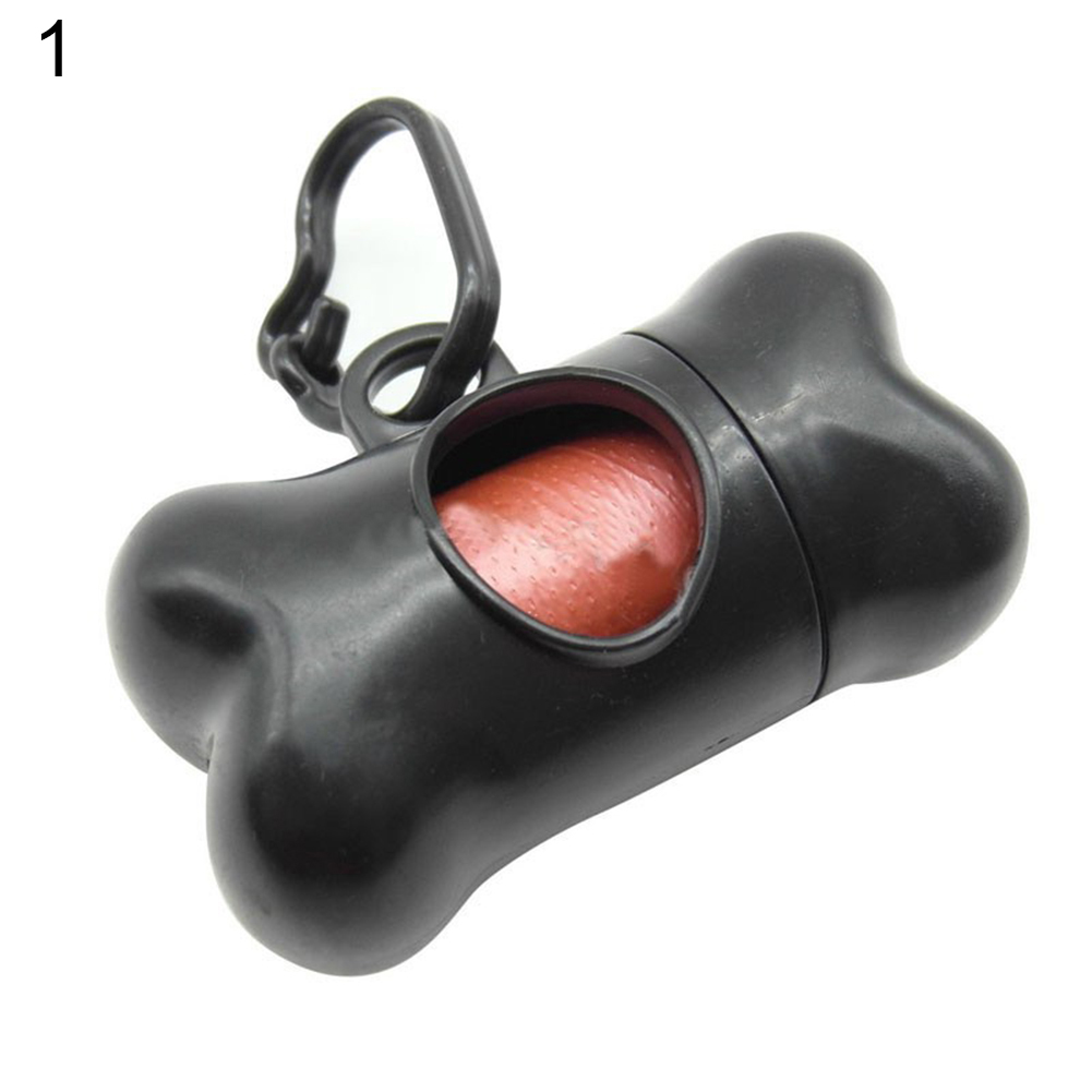 Portable 1Pc Pet Dog Bone Shape Garbage Waste Clean-Up Bag Dispenser Box Carrier Dog Supplies Pet Products: black