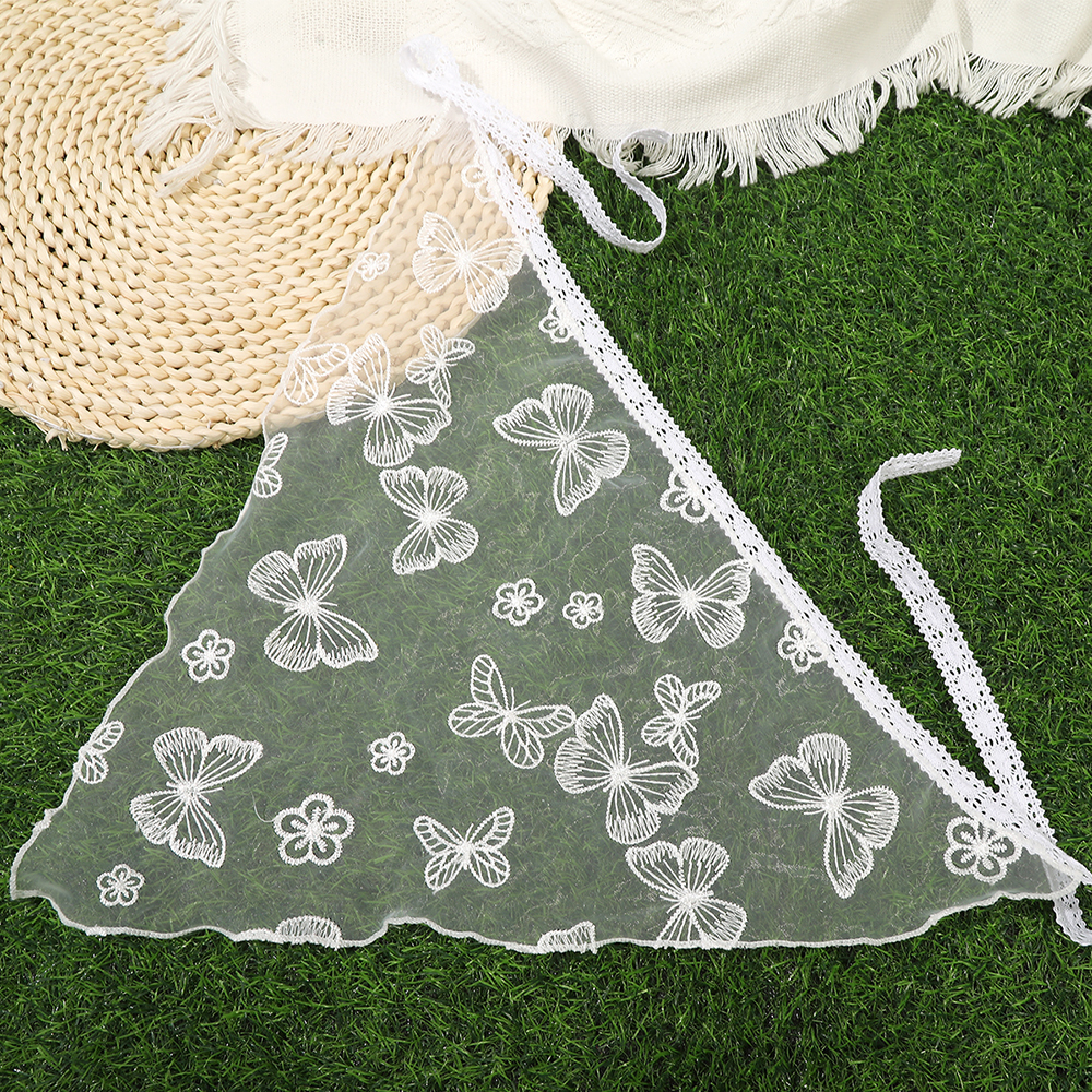 Pañuelo triangular blanco para el pelo, diademas, Bandana para el pelo, pañuelo elástico para el pelo, pañuelos bordados para el cabello, accesorios para el cabello