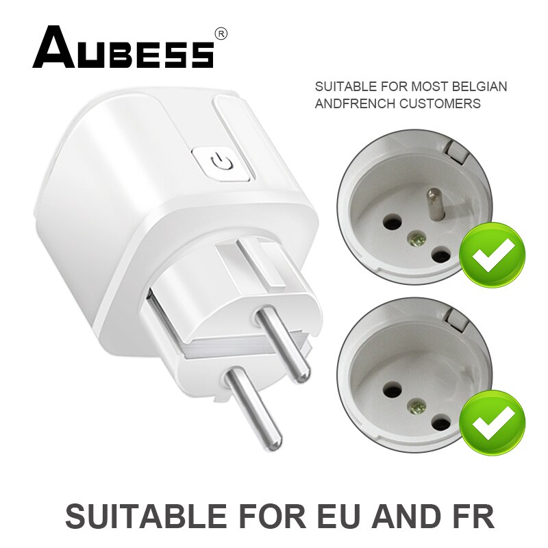 Tuya WiFi EU Smart Plug Wireless Remote Timer Voice Control Home Fire Retardant PC Smart Power Socket For Google Home Alexa