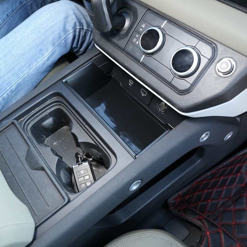 ! Black ABS For Land Rover Defender 110 Car Styling ABS Black Car Central Storage Box Phone Box Car Accessories