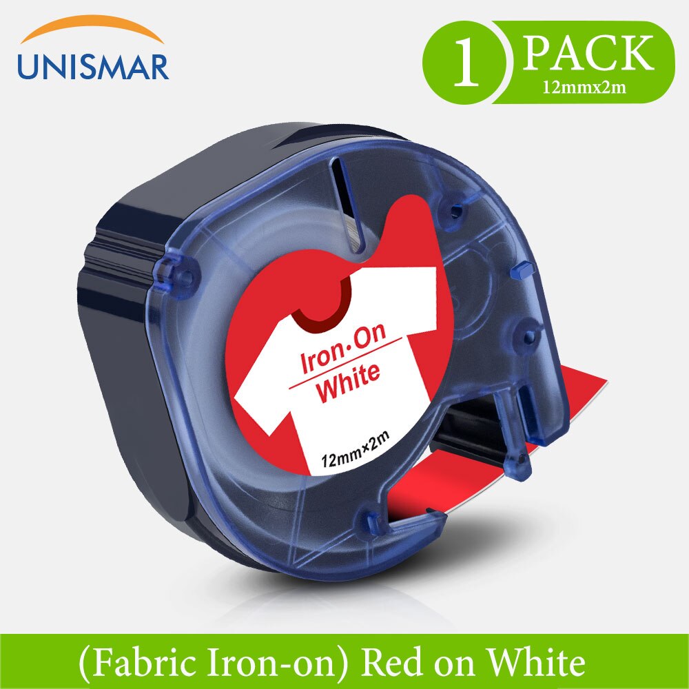 Unismar Veelkleurige Compatibel Voor Dymo Lt 18769 18773 18777 Stof Ijzer-On Label 18768 18775 18779 Voor Letratag LT-100H labeler: 1PK Red on White