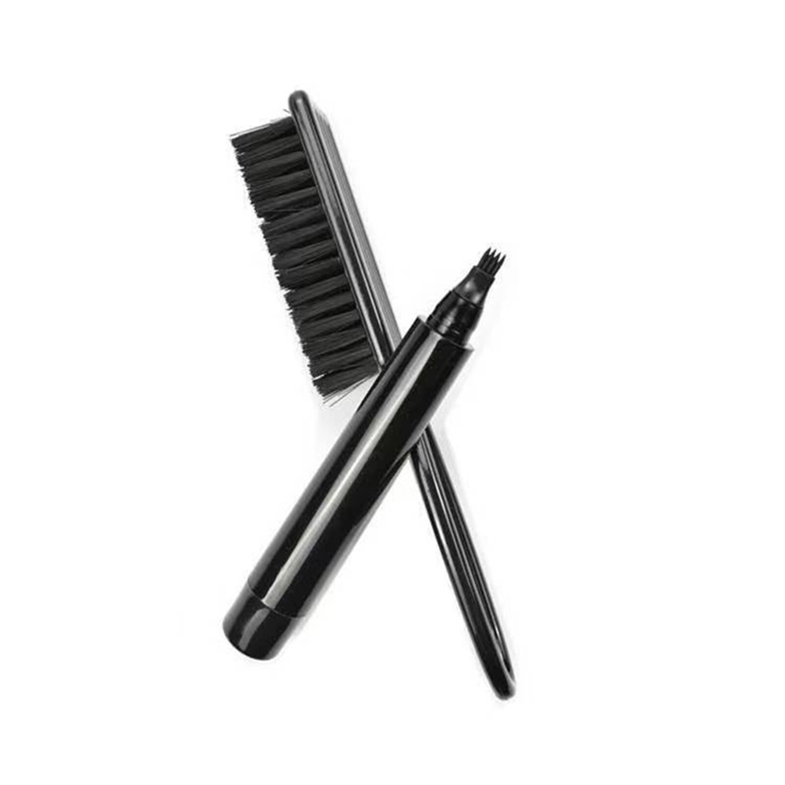 Kit de pluma rellenadora de barba, para áreas parches, 4 puntas, bigote, dibujo, pincel impermeable y resistente al sudor, negro/marrón oscuro SA