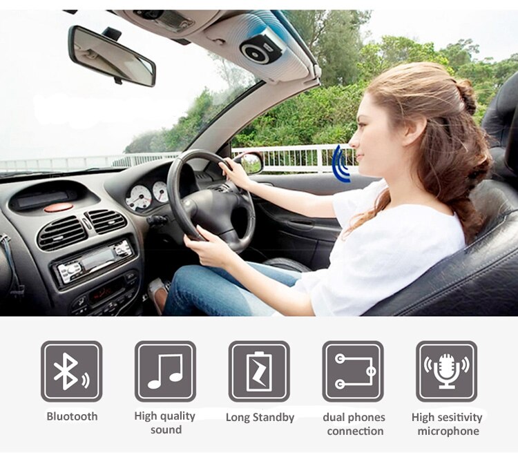 Enceinte de voiture Bluetooth T821, haut-parleur spécialement pour une conduite sûre, facile à appeler et à répondre aux appels, écouter de la musique,