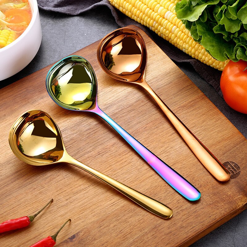 304 Stainless Steel Multi-purpose Soup Spoon 20.3CM(Long) Sauce Spoon Deep Bottom Spoons Cute Kitchen Spoon Cucharas