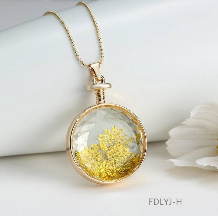 Runde Blume Bunte Halskette Anhänger Elegante Frauen Schmuck Mädchen Kette FDLYJ: FDLYJ-H