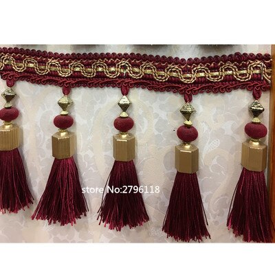 ! 5 Meter/12 Cm Lange Tassel Fringe Voor Gordijnen Lint Kant Accessoire Naaien Latin Jurk Kledingstuk Gordijn Accessoires: Red wine