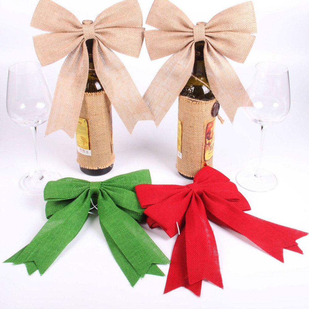 Lazos de arpillera con lazo para decoración, lazos de yute arpillera, adornos para manualidades DIY, decoración de de Bodas de Navidad (verde), 2 uds.