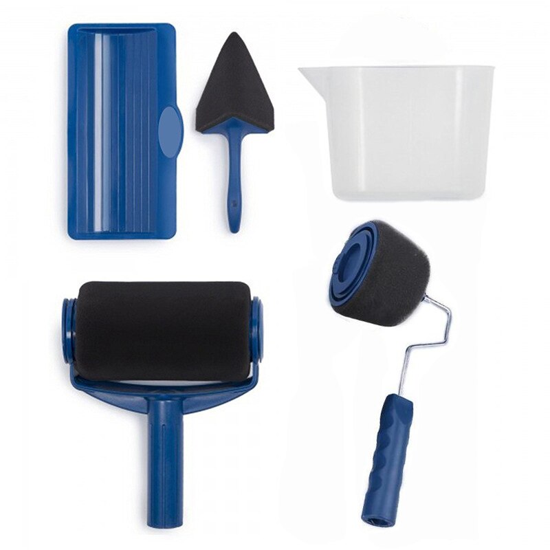 Juego de Herramientas de pinceles de rodillo de pintura de pared de 5/8 piezas Juego de brochas de pintura de pared multifuncional: 5 pcs set