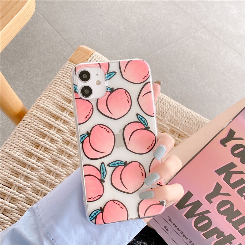 Cute Peach Phone Case For Xiaomi Redmi Note 10 9 8 Pro Note 7 8t 9s 9 lite 9t A3 Back Cover Summer Transparent Soft Capa