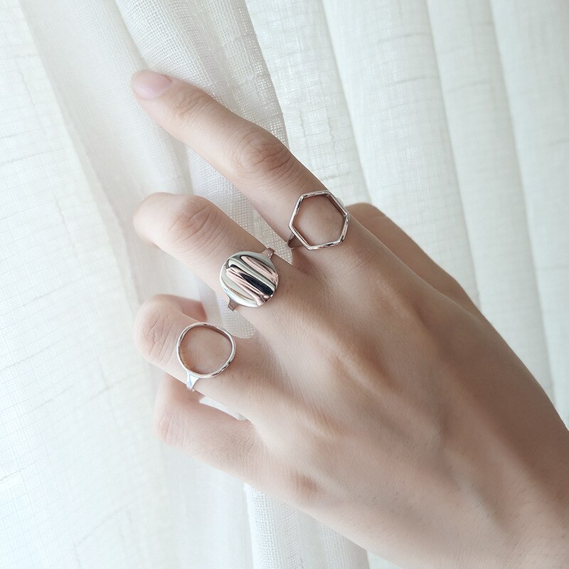 Zomer Strand Open Cirkel Hexagon Ringen Voor Vrouwen Meisjes Verstelbare Finger Ring Charm Sieraden